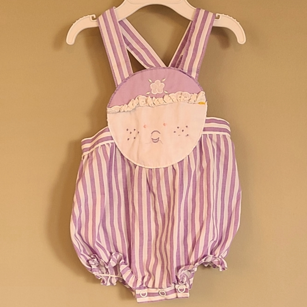 Vintage striped bubble short cotton romper